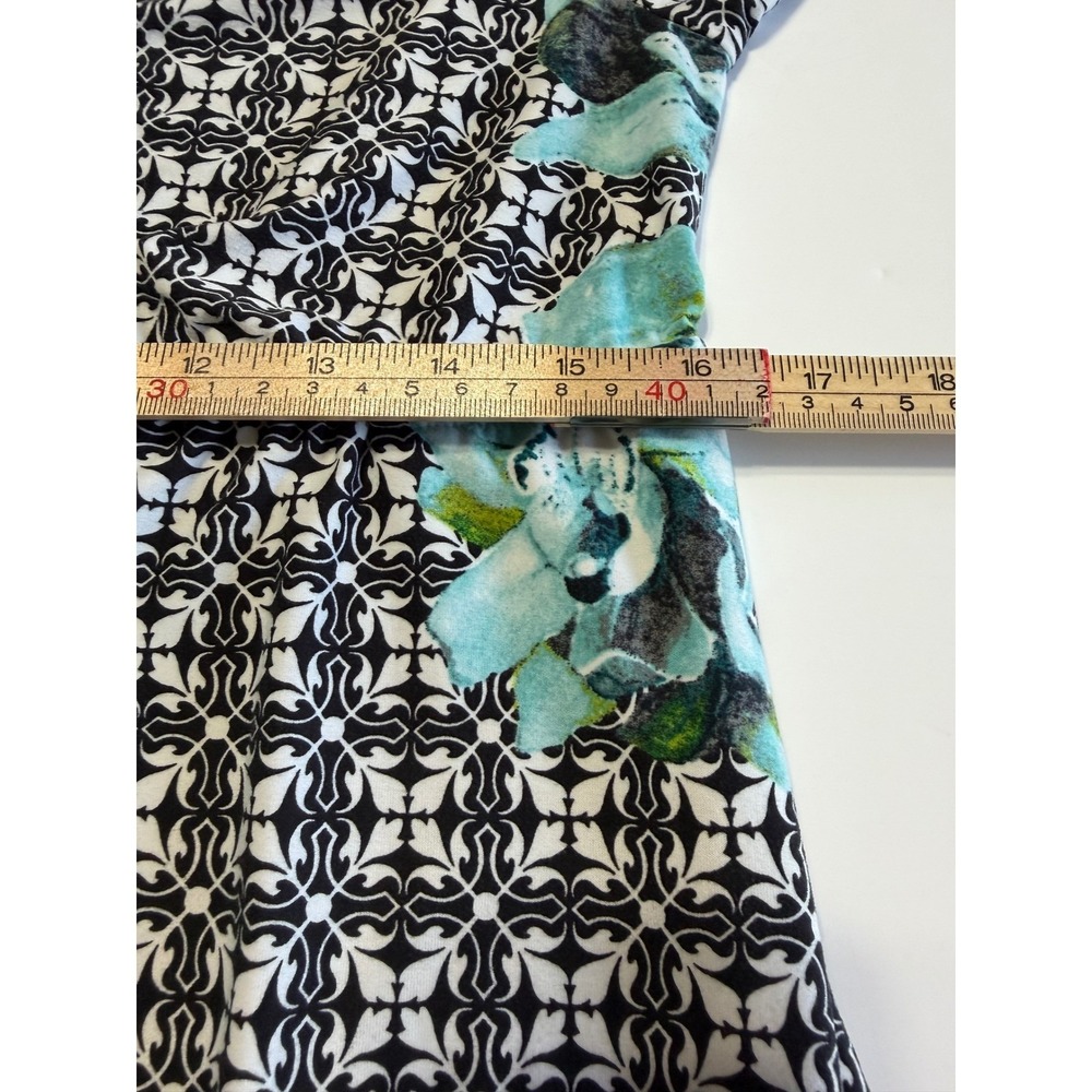 Soma Teal Floral Black Geometric Lounge Dress Nightgown Lace Trim Medium - Picture 7 of 11